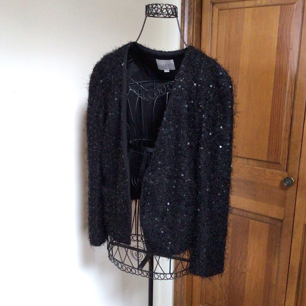 LOFT Black Sequin Jacket- 14